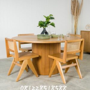 Set Meja Makan Jati Rotan