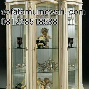 Lemari Hias Ukiran Kaca Jati