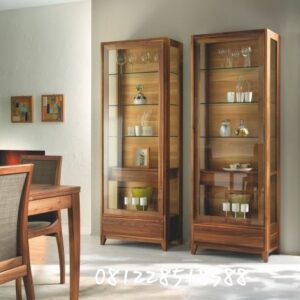 Lemari Hias Jati Pintu Kaca