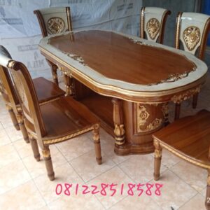 Set Meja Makan Jati Ukiran