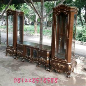 Set Lemari Hias Ukiran Jati