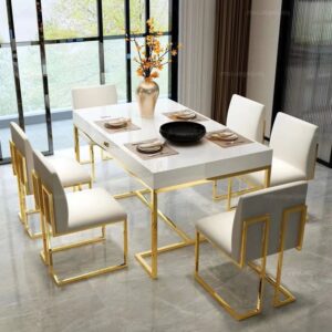 Set Meja Makan Besi Setenlis Mewah