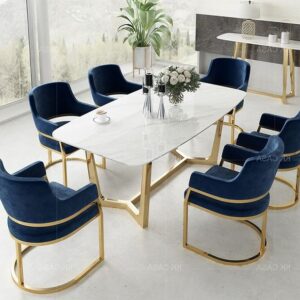 Set Meja Makan Mewah Stenlis Klasik