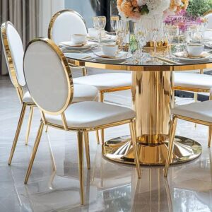 Set Meja Makan Stenlis Kursi Oval