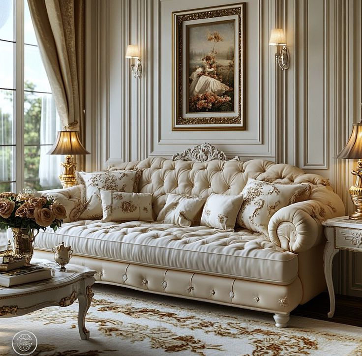 Sofa Tamu Mewah Duco Ukiran dengan Model Ukiran Jepara warna Duco Putih