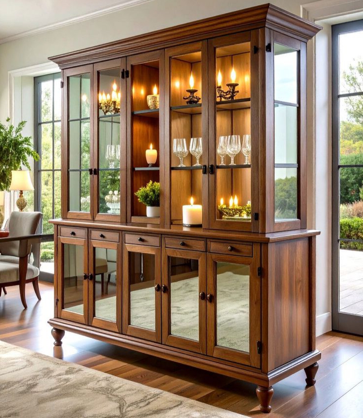 Lemari Hias Jati Kaca