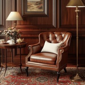 Kursi Tamu Kulit Ukiran