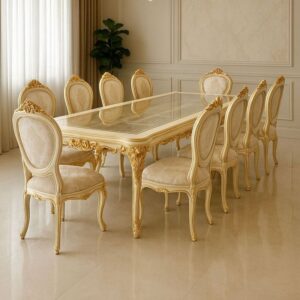 Set Meja Makan Ukiran Cat Duco