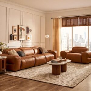 Set Kursi Sofa Kulit Klasik