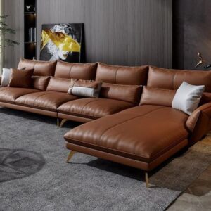 Sofa Tamu Sudut Kulit Modern