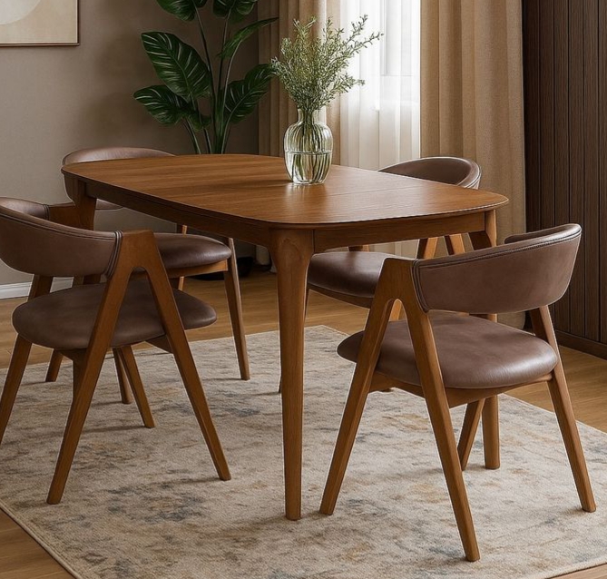 Set Meja Makan Modern Jati Murah