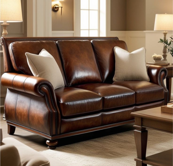 Sofa Tamu Kulit Modern Jepara