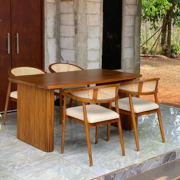 Set Meja Makan Rotan Jati