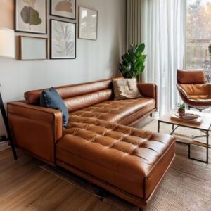 Sofa Tamu Sudut Klasik Kulit