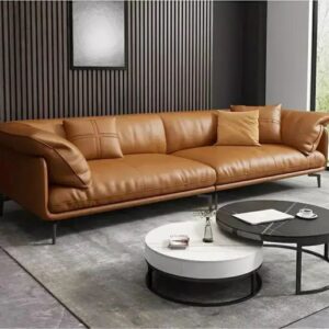 Sofa Tamu Kulit Jati Minimalis