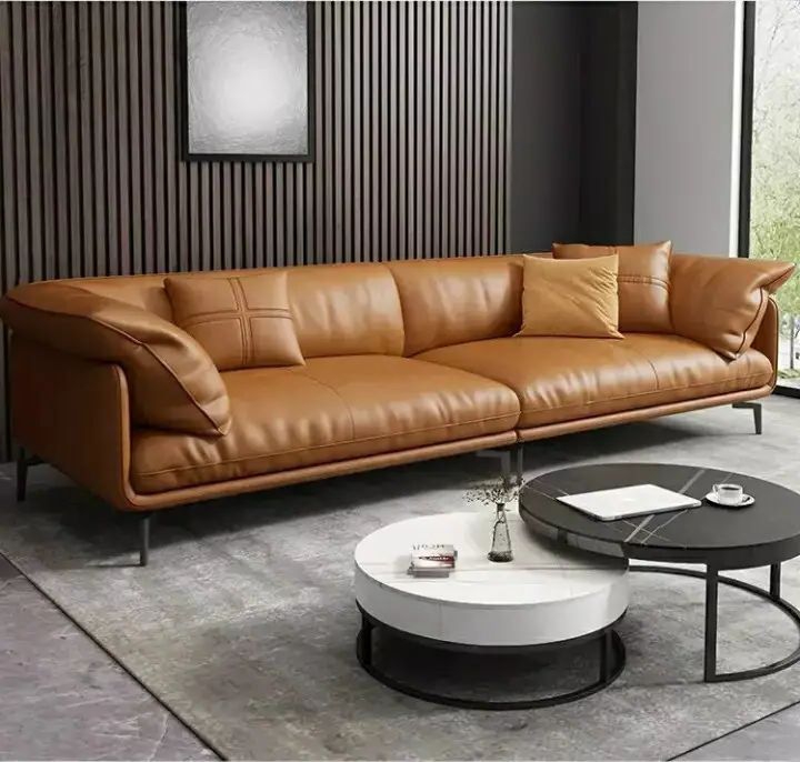 Sofa Tamu Kulit Jati Minimalis