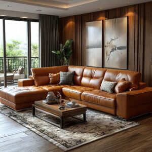 Set Sofa Tamu Sudut Kulit