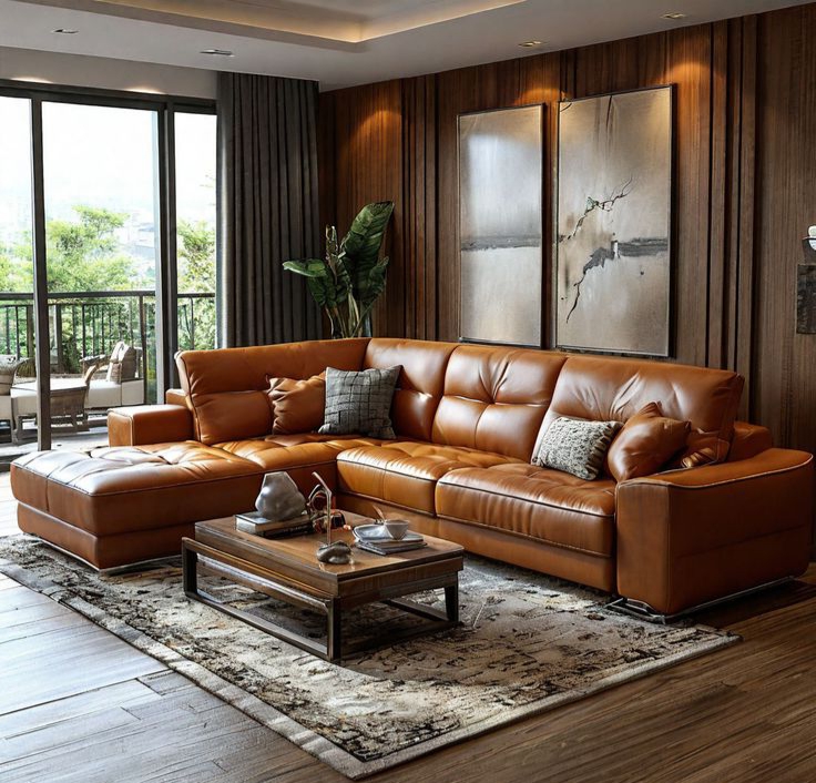 Set Sofa Tamu Sudut Kulit