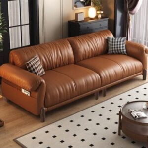 Sofa Tamu Kulit Jati Modern
