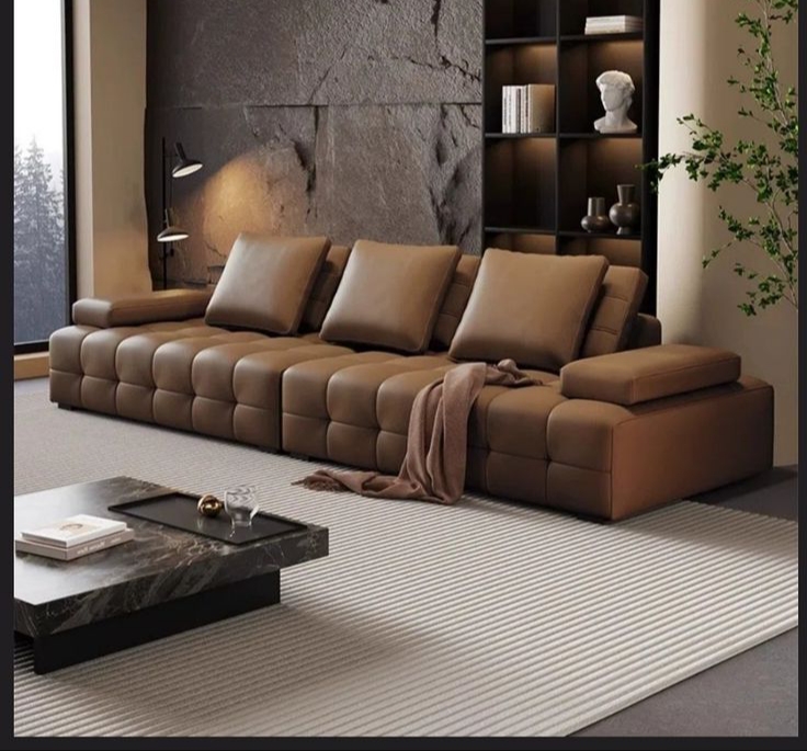 Sofa Tamu Kulit Mewah Modern